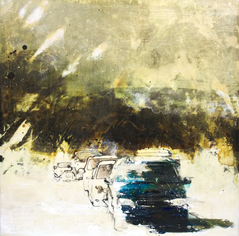 강민석 Minseok Kang, Competition 30×30 (2011) — 실크스크린과 혼합 재료로 새긴 출발선 위의 자동차, Mixed Media