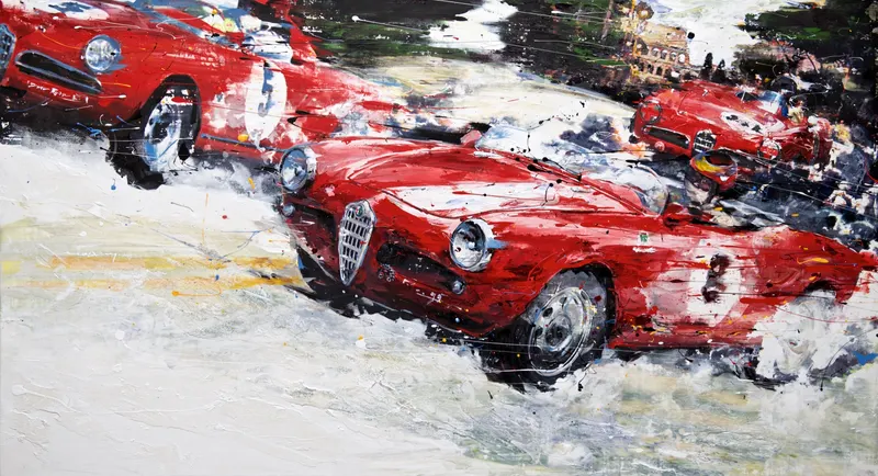강민석 Minseok Kang, Alfa Romeo Giulietta 1956 (2015) — 혼합 재료로 그린 1950-60년대 클래식 자동차, Mixed Media