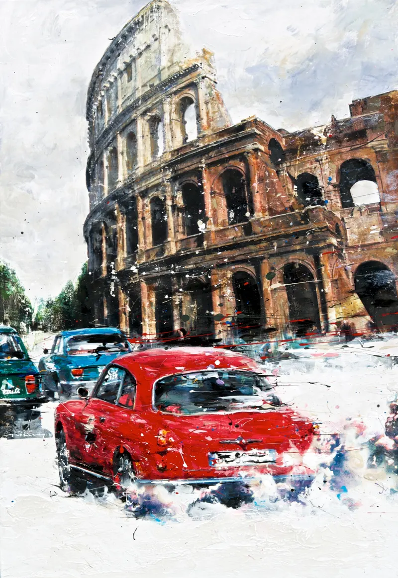 강민석 Minseok Kang, Alfa Romeo Giulietta Sprint 1956 (2014) — 혼합 재료로 그린 1950-60년대 클래식 자동차, Mixed Media