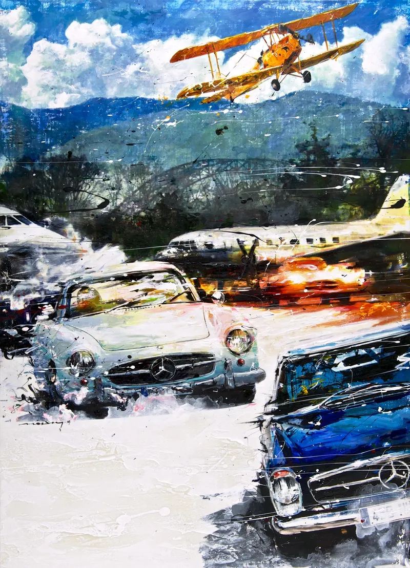 강민석 Minseok Kang, Mercedes-Benz 300SL Gullwing 1955 (2014) — 혼합 재료로 그린 1950-60년대 클래식 자동차, Mixed Media