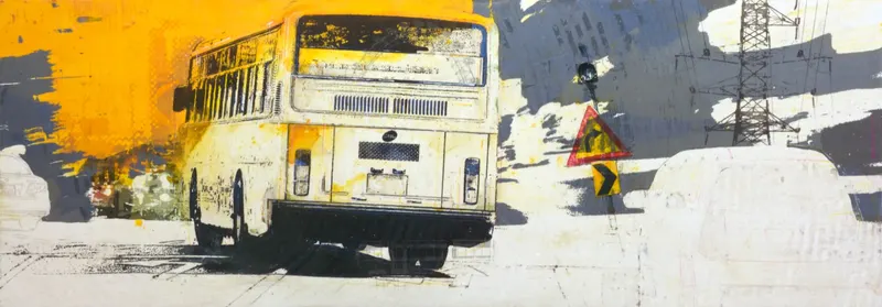 강민석 Minseok Kang, A Careful Choice (2010) — 도시 속 군중과 시선이 압축된 혼합 재료 화면, Mixed Media