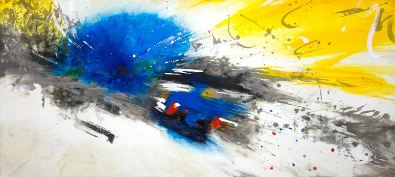 강민석 Minseok Kang, Blue Hole (2010) — 도시 속 군중과 시선이 압축된 혼합 재료 화면, Mixed Media