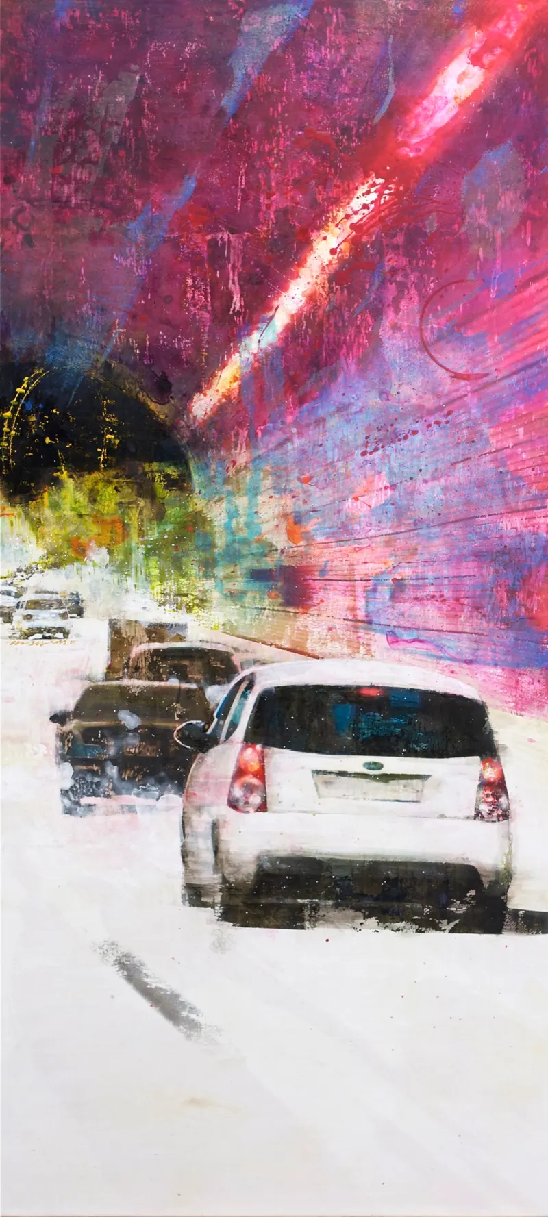 강민석 Minseok Kang, Come in Sight (2010) — 도시 속 군중과 시선이 압축된 혼합 재료 화면, Mixed Media