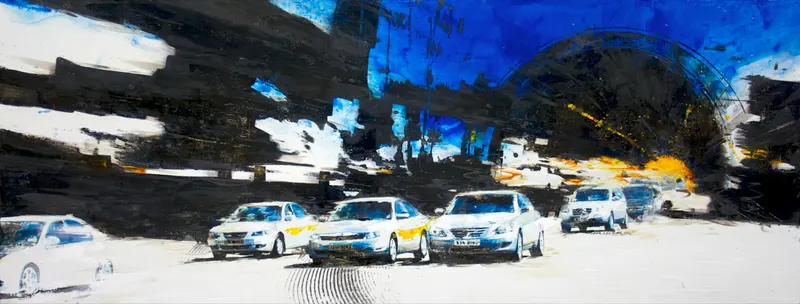 강민석 Minseok Kang, Competition (2010) — 도시 속 군중과 시선이 압축된 혼합 재료 화면, Mixed Media