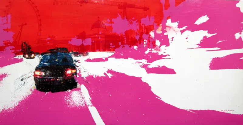 강민석 Minseok Kang, Scud (2009) — 도시 속 군중과 시선이 압축된 혼합 재료 화면, Mixed Media
