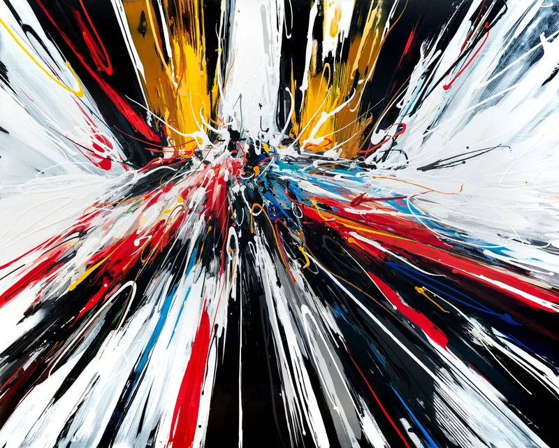 강민석 Minseok Kang, Butterfly I (2021) — 폭발적인 색과 선 속에 왜곡·해체된 자동차, Acrylic on Canvas