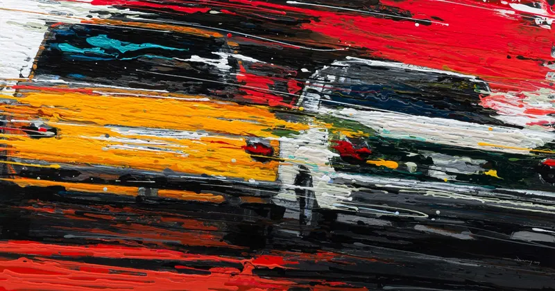 강민석 Minseok Kang, Endless Force VIII (2019) — 폭발적인 색과 선 속에 왜곡·해체된 자동차, Acrylic on Canvas