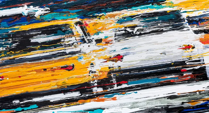 강민석 Minseok Kang, Endless Force XII (2019) — 폭발적인 색과 선 속에 왜곡·해체된 자동차, Acrylic on Canvas