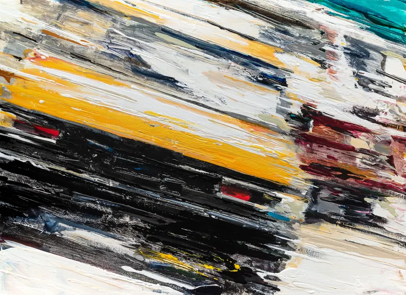 강민석 Minseok Kang, Endless Force XXI (2021) — 폭발적인 색과 선 속에 왜곡·해체된 자동차, Acrylic on Canvas