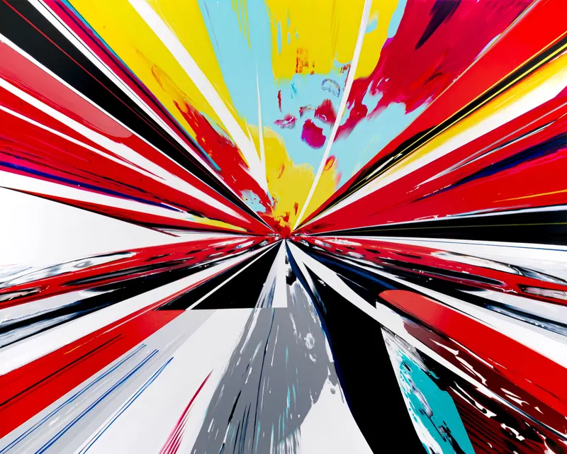 강민석 Minseok Kang, Endless Impact D05 (2025) — 물감을 긁고 밀어낸 흔적과 왜곡된 자동차 형상, Acrylic on Canvas