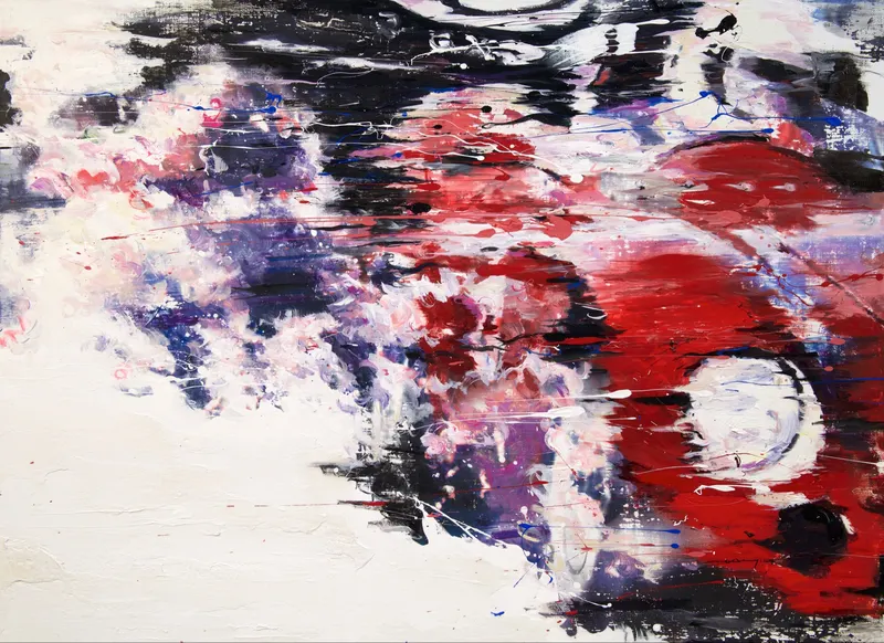 강민석 Minseok Kang, Energy NO.6 (2015) — 빠른 붓질과 두꺼운 물감 층 위를 달리는 자동차, Mixed Media