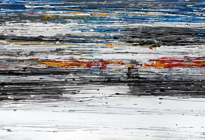 강민석 Minseok Kang, Invisible Force NO.6 (2017) — 어둠을 깨고 빛과 굉음이 폭발하듯 가득 찬 화폭, Acrylic on Canvas