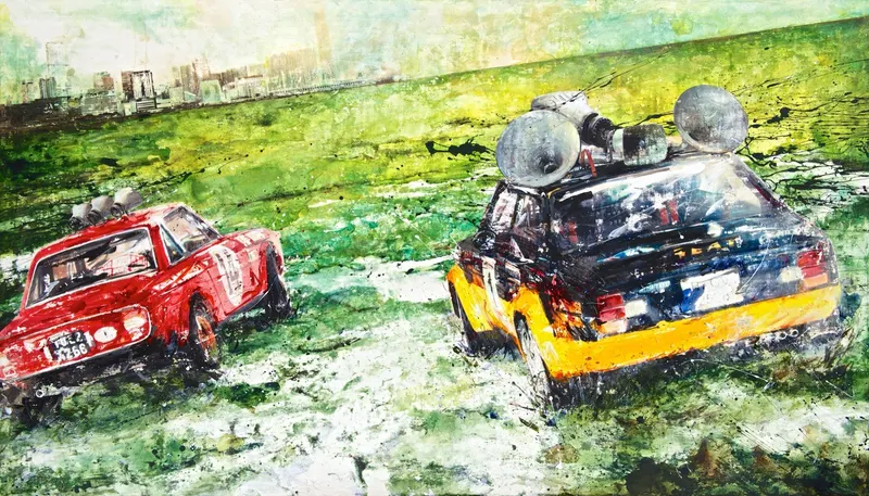 강민석 Minseok Kang, Shout Destination (2013) — 바람이 이끄는 대로 혼합 재료 화면 위를 나아가는 레이서, Mixed Media