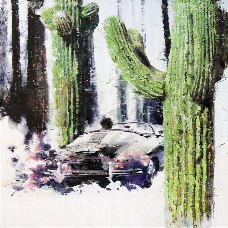 강민석 Minseok Kang, Stray Racer NO.10 (2015) — 두꺼운 질감과 역동적인 붓질 속 파편화된 자동차, Mixed Media