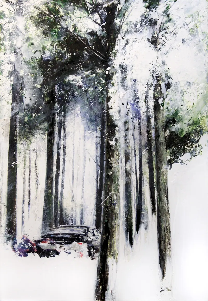 강민석 Minseok Kang, Stray Racer NO.11 (2015) — 두꺼운 질감과 역동적인 붓질 속 파편화된 자동차, Mixed Media