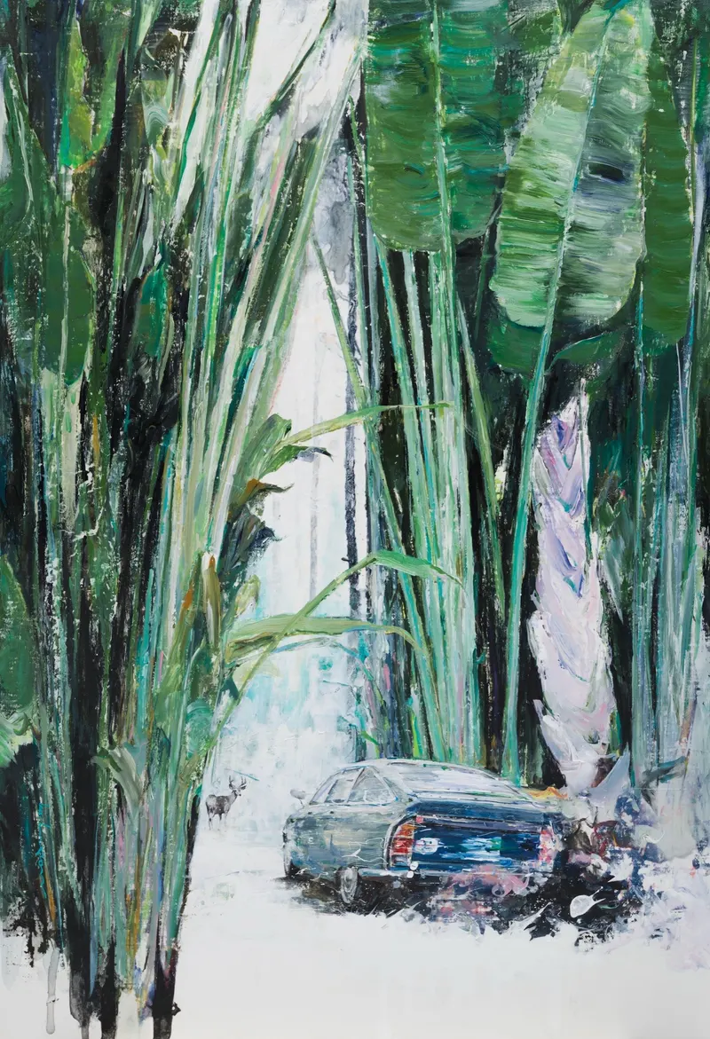 강민석 Minseok Kang, Stray Racer NO.16 (2017) — 두꺼운 질감과 역동적인 붓질 속 파편화된 자동차, Mixed Media