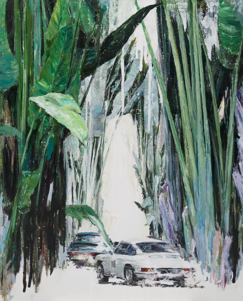 강민석 Minseok Kang, Stray Racer NO.17 (2017) — 두꺼운 질감과 역동적인 붓질 속 파편화된 자동차, Mixed Media