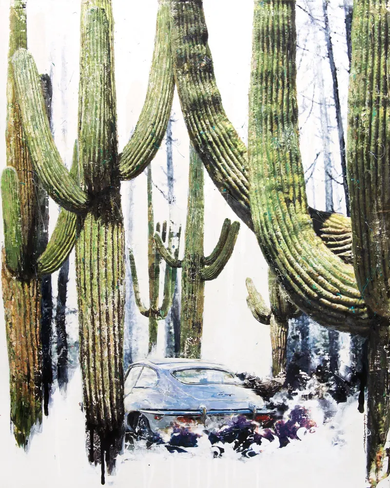 강민석 Minseok Kang, Stray Racer NO.3 (2015) — 두꺼운 질감과 역동적인 붓질 속 파편화된 자동차, Mixed Media