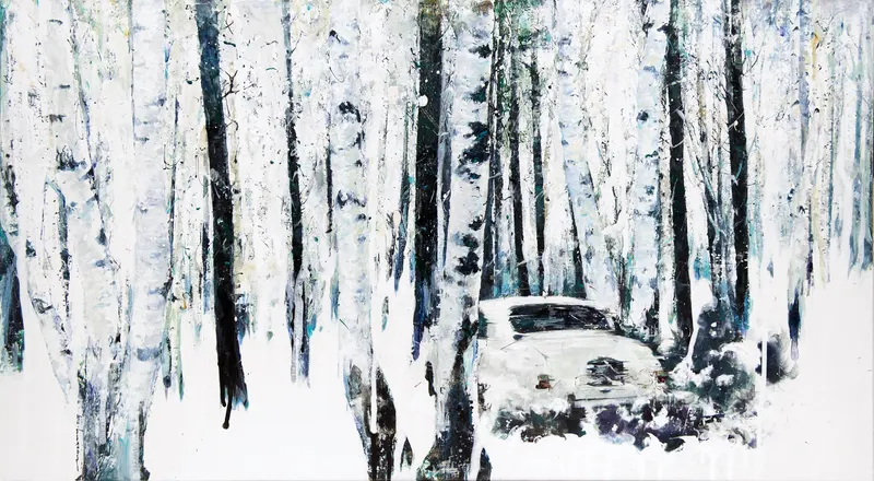 강민석 Minseok Kang, Stray Racer NO.5 (2015) — 두꺼운 질감과 역동적인 붓질 속 파편화된 자동차, Mixed Media