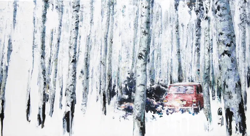 강민석 Minseok Kang, Stray Racer NO.6 (2015) — 두꺼운 질감과 역동적인 붓질 속 파편화된 자동차, Mixed Media