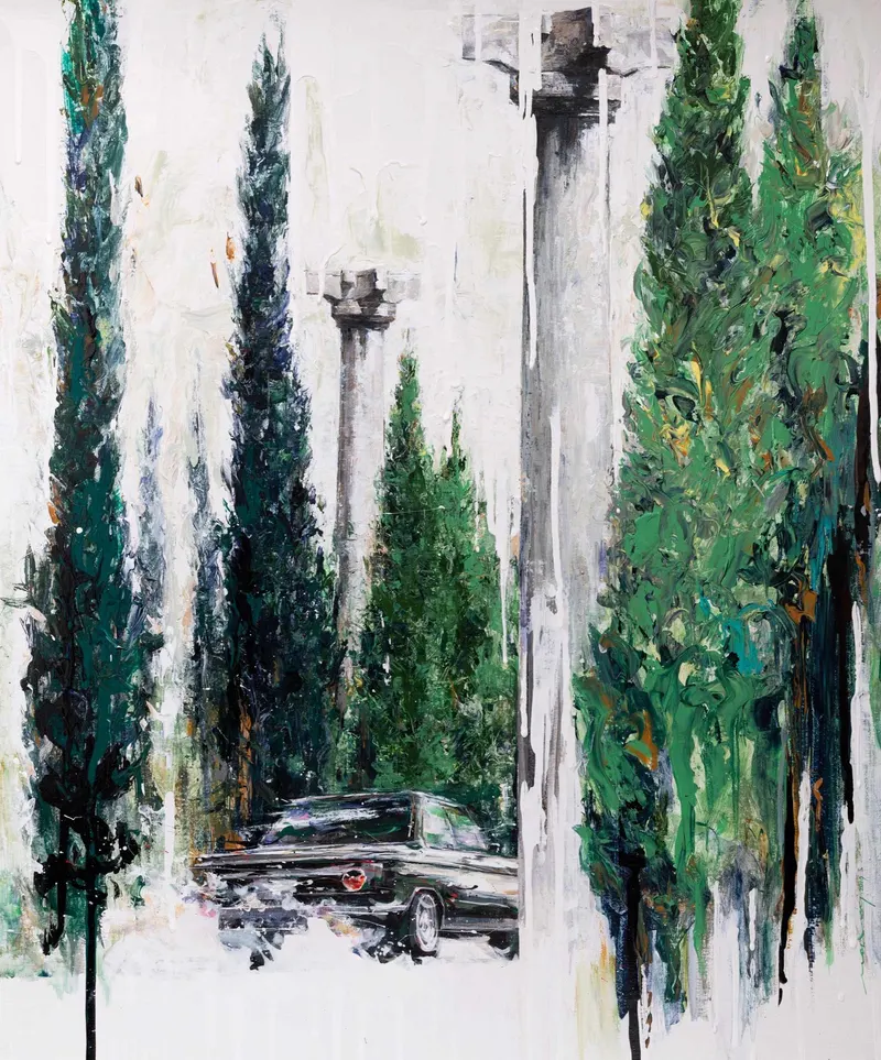 강민석 Minseok Kang, Stray Racer XIX (2019) — 두꺼운 질감과 역동적인 붓질 속 파편화된 자동차, Acrylic on Canvas