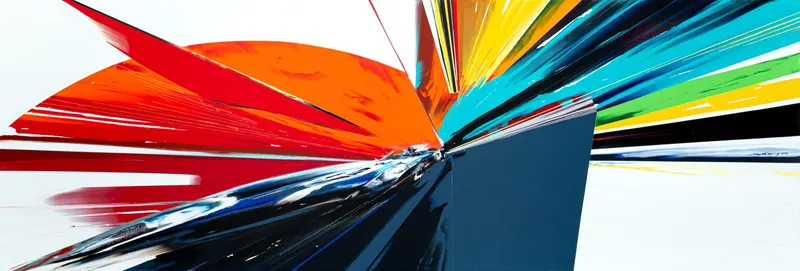강민석 Minseok Kang, Timeleap XII (2023) — 기하학적으로 왜곡된 자동차와 인위적인 직선, Acrylic on Canvas