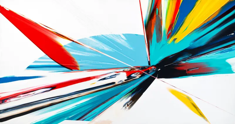 강민석 Minseok Kang, Timeleap XV (2024) — 기하학적으로 왜곡된 자동차와 인위적인 직선, Acrylic on Canvas