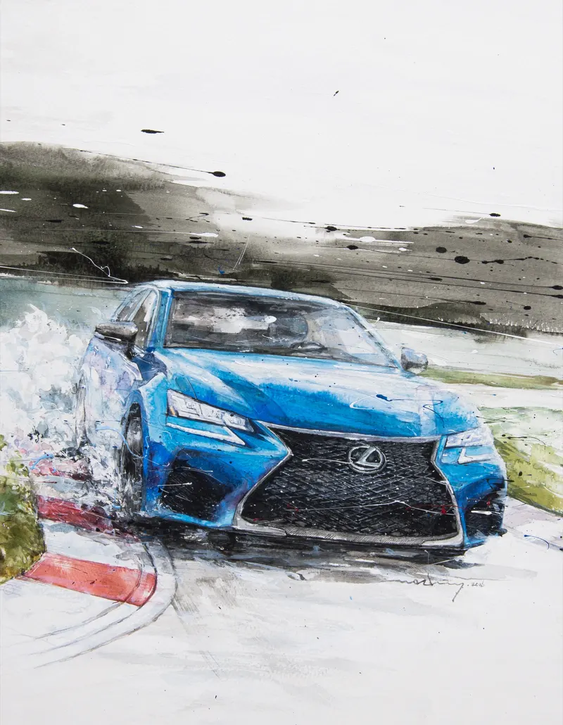 강민석 Minseok Kang, Lexus GS F — 섬세한 수채 붓질로 구현한 자동차의 형태와 빛, Watercolor on Paper