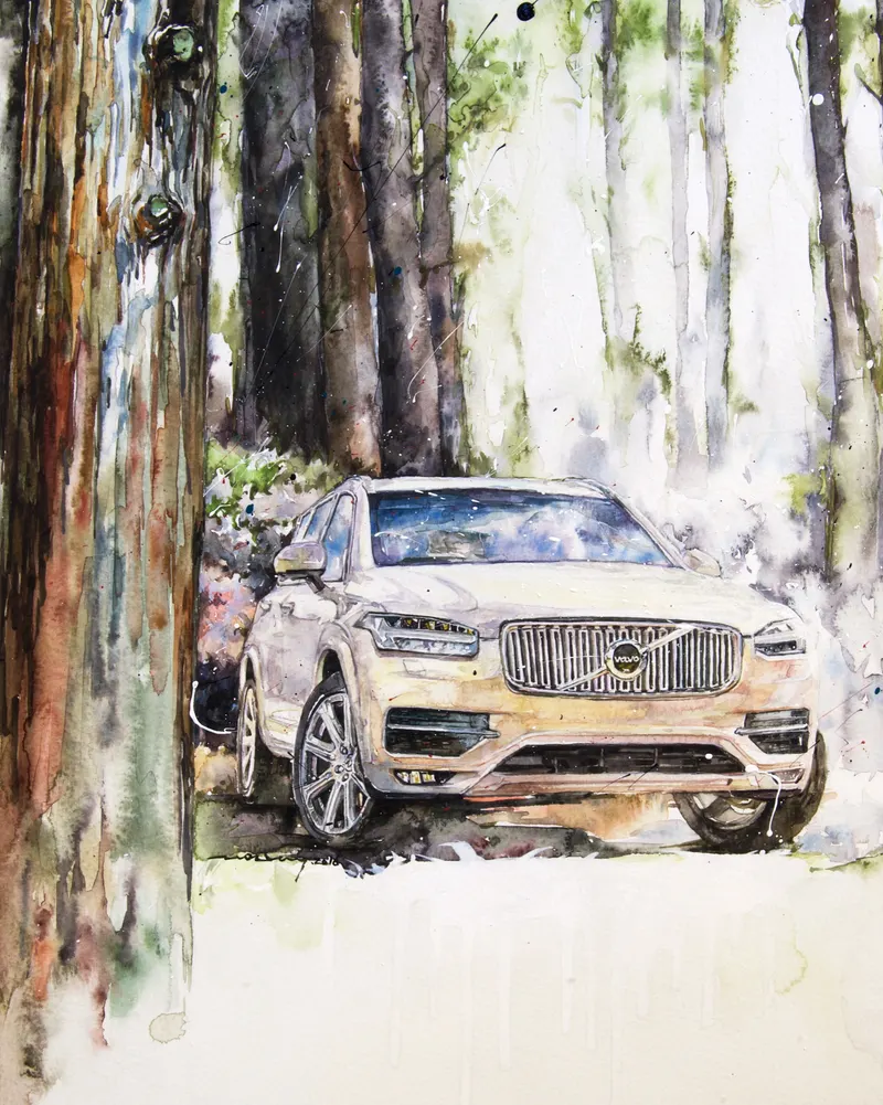 강민석 Minseok Kang, Volvo XC90 NO.1 (2016) — 섬세한 수채 붓질로 구현한 자동차의 형태와 빛, Watercolor on Paper