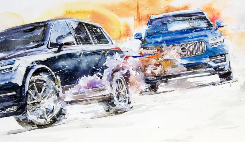 강민석 Minseok Kang, Volvo XC90 NO.2 (2016) — 섬세한 수채 붓질로 구현한 자동차의 형태와 빛, Watercolor on Paper