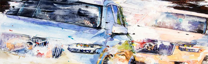 강민석 Minseok Kang, Volvo XC90 NO.3 (2016) — 섬세한 수채 붓질로 구현한 자동차의 형태와 빛, Watercolor on Paper