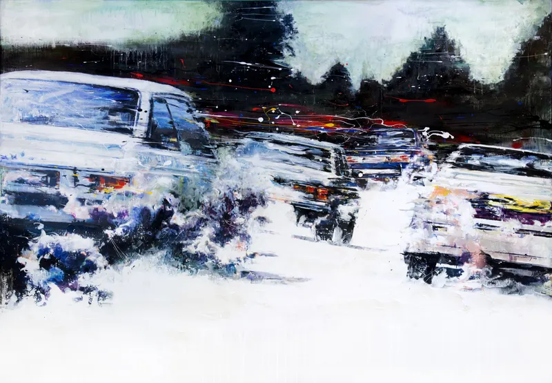 강민석 Minseok Kang, White Hole L side (2015) — 빛과 어둠이 대비되는 두꺼운 질감의 에너지 폭발, Mixed Media