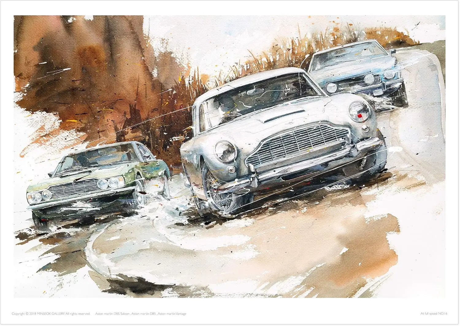 MINSEOK® 아트 포스터 Brown Grass Vintage Old Sports Cars — Minseok Kang art poster A2 A3