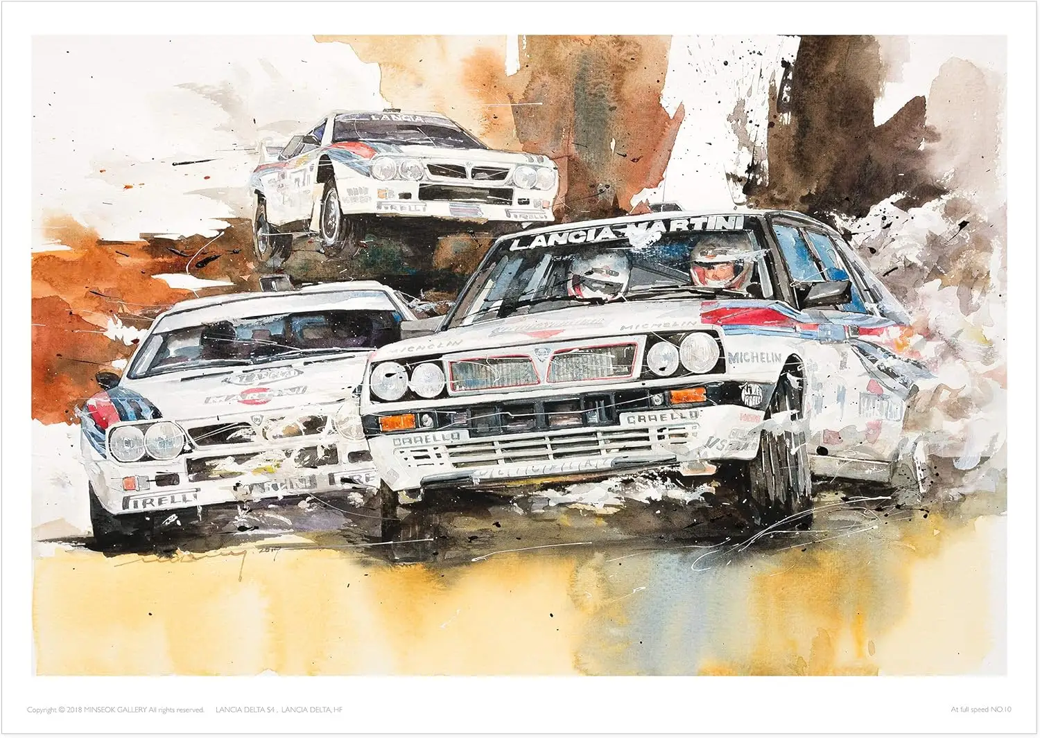 MINSEOK® 아트 포스터 Brown Scenery Dynamic Vintage Rally Sports Cars — Minseok Kang art poster A2 A3