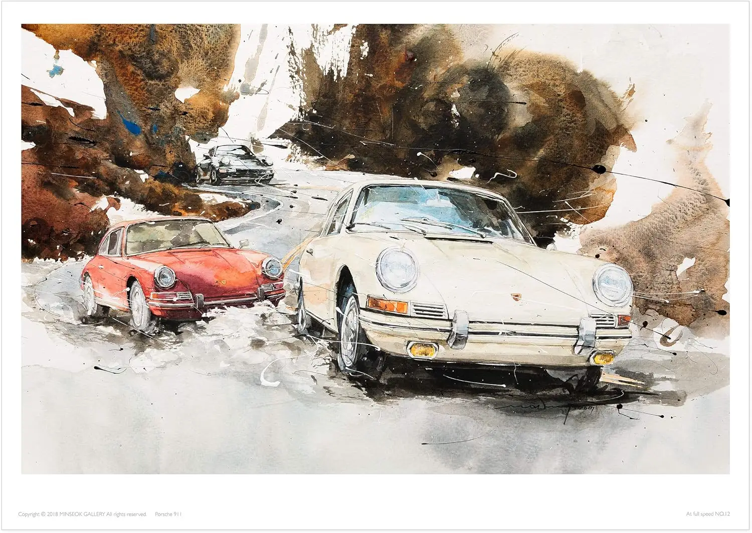 MINSEOK® 아트 포스터 Brown Scenery Ivory Vintage Old Cars — Minseok Kang art poster A2 A3