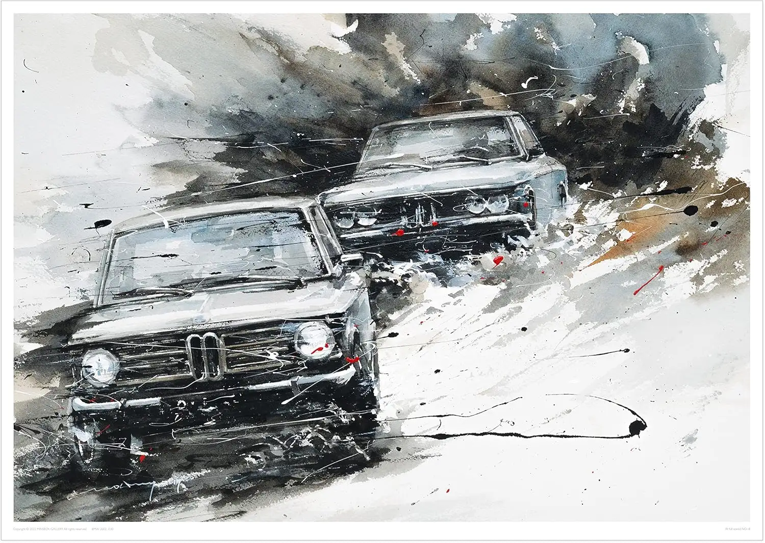 MINSEOK® 아트 포스터 Dynamic Black Vintage Old Sports Cars — Minseok Kang art poster A2 A3