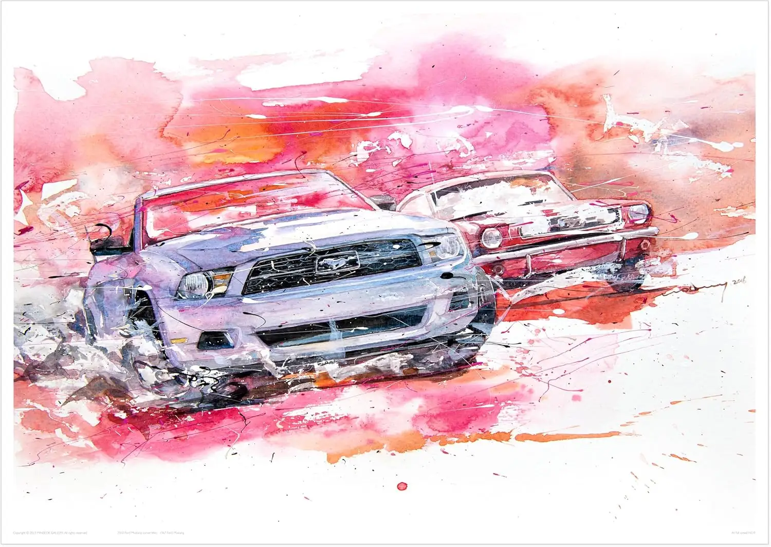 MINSEOK® 아트 포스터 Pink Classic Muscle Cars — Minseok Kang art poster A2 A3